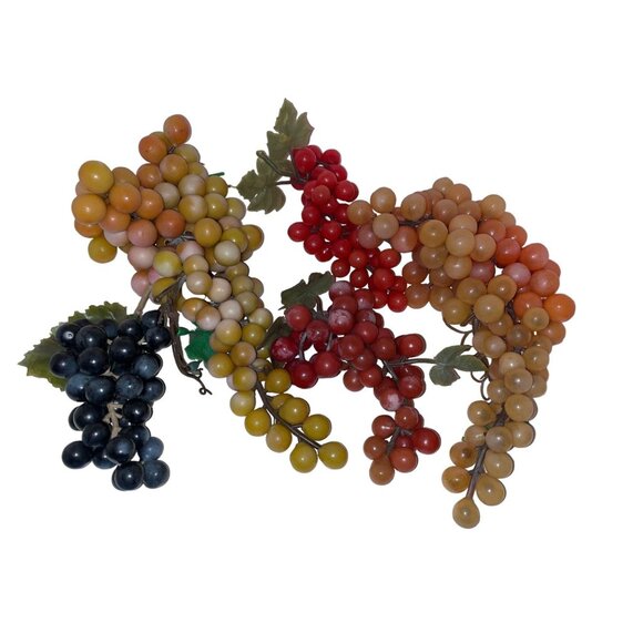 Vintage Faux Rubber Plastic MCM Grape Clusters For Home Table Decor - Picture 6 of 6